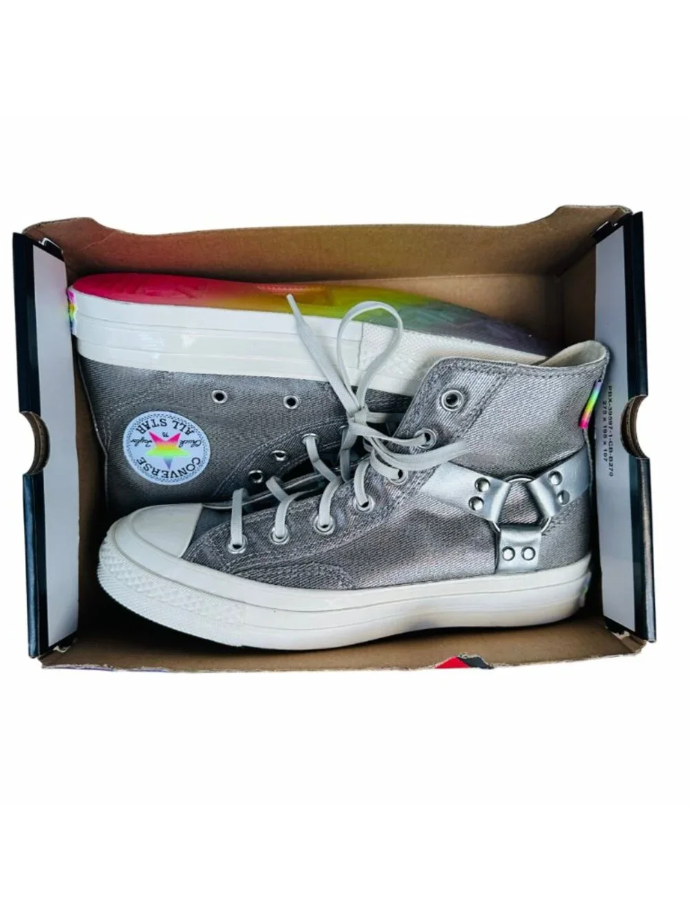 ❤️Converse Chuck 70 Pride Hi Silver Sz 7.5 Men's Shoes Metallic Sneaker A10214C
